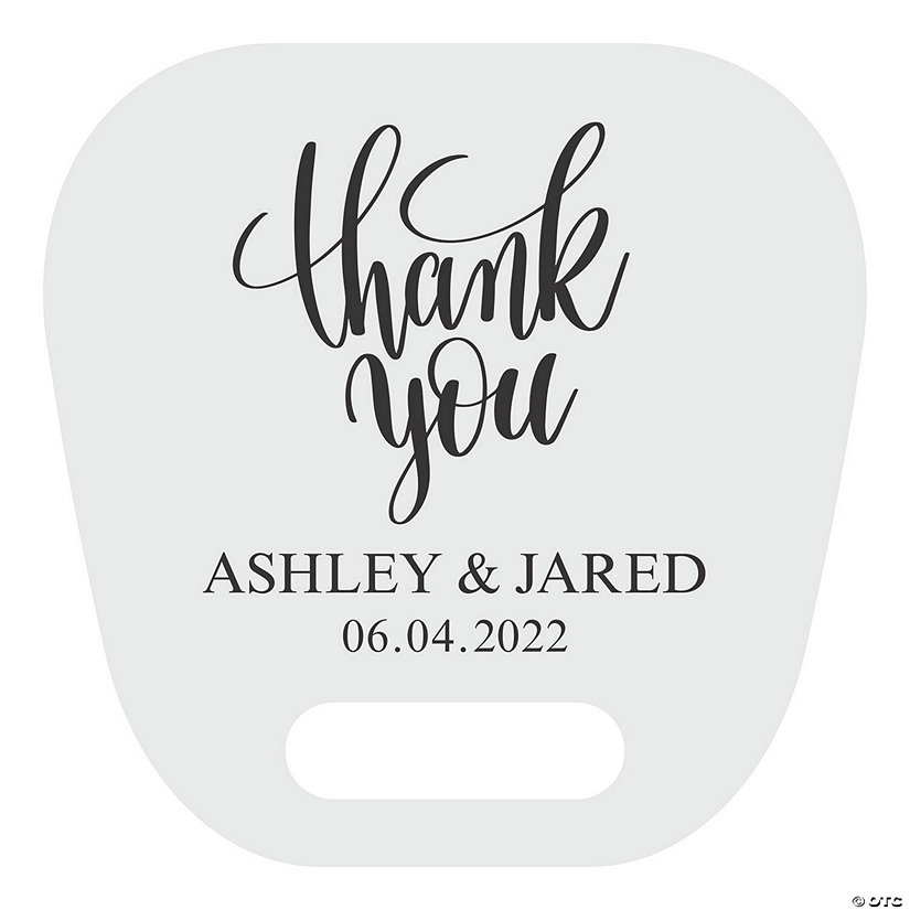 Large Personalized Thank You Wedding Hand Fans with Cutout Handle - 12 Pc. Image