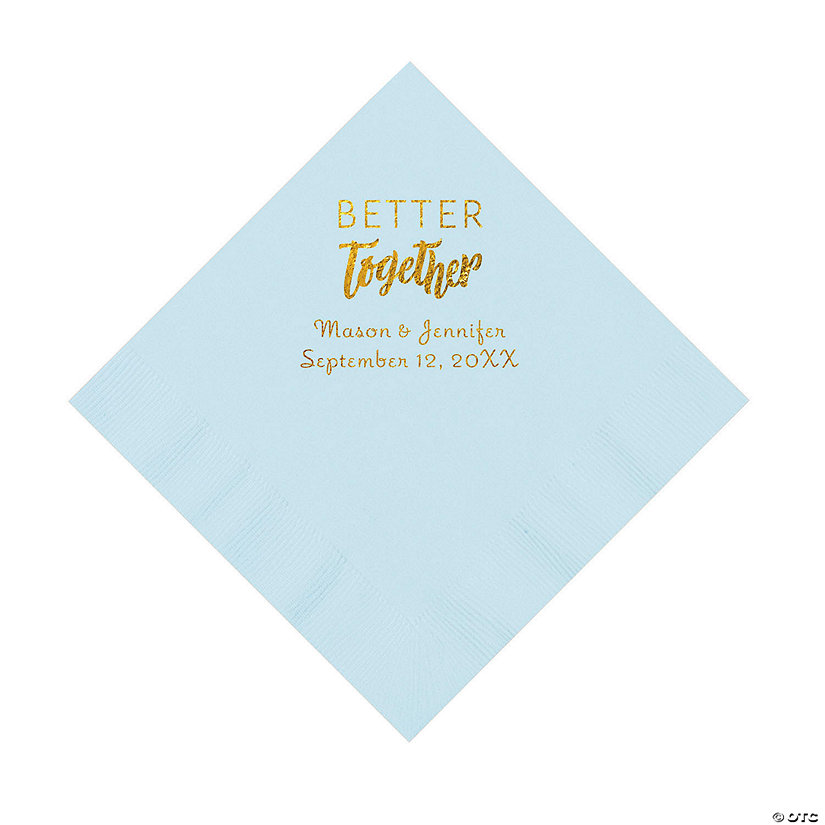 Light Blue Better Together Personalized Napkins with Gold Foil - Luncheon Image Thumbnail