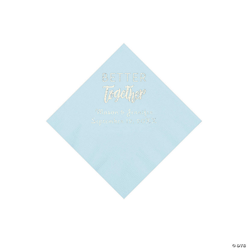 Light Blue Better Together Personalized Napkins with Silver Foil - Beverage Image Thumbnail