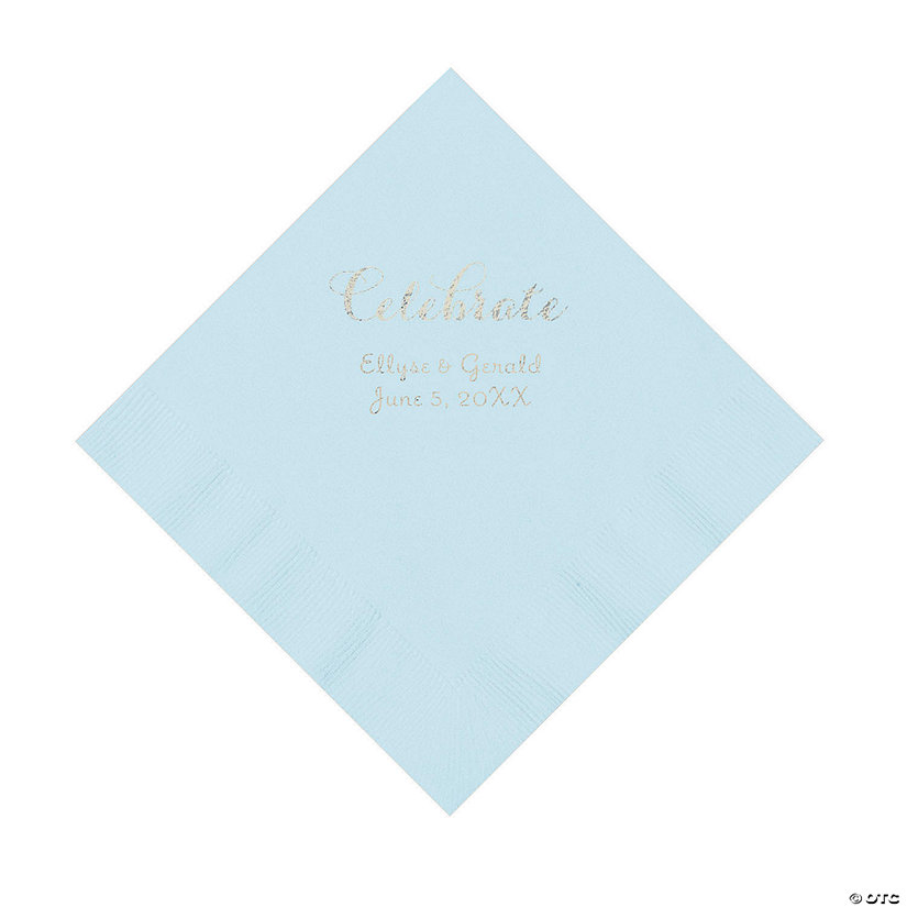 Light Blue Celebrate Personalized Napkins with Silver Foil - Luncheon Image Thumbnail