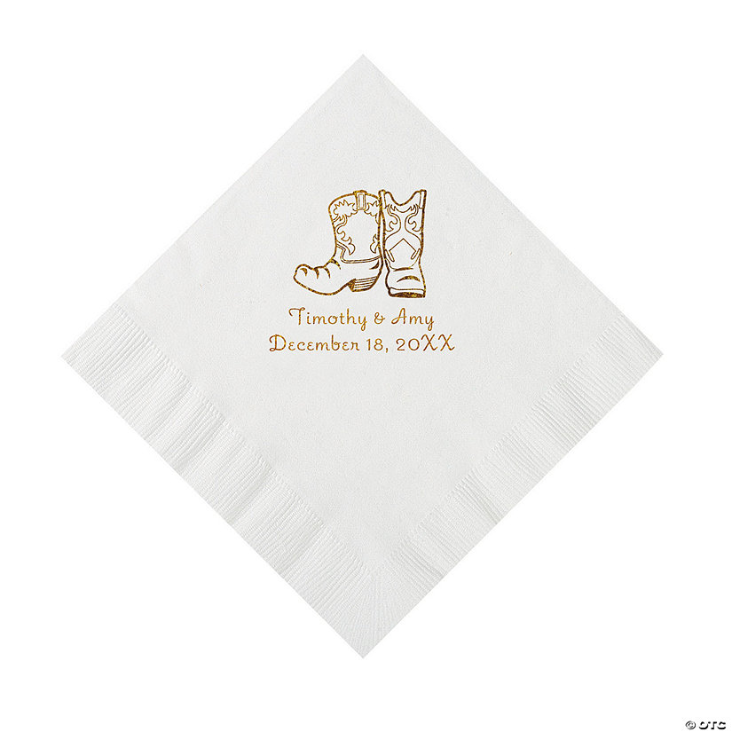 Light Blue Cowboy Boots Personalized Napkins with Gold Foil - Luncheon Image Thumbnail
