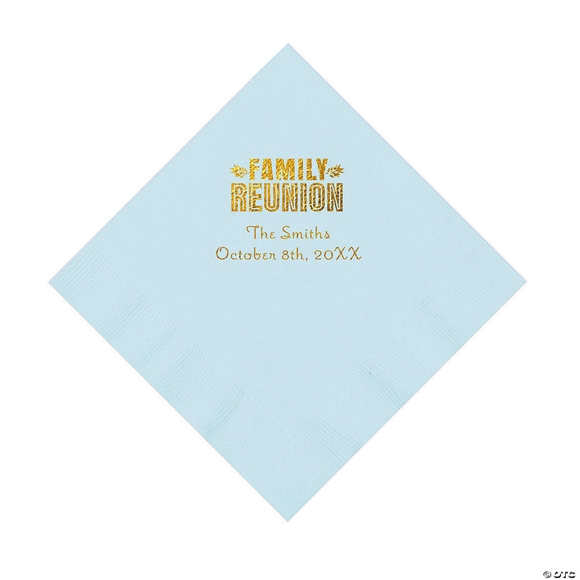 Light Blue Family Reunion Personalized Napkins with Gold Foil - 50 Pc. Luncheon Image Thumbnail