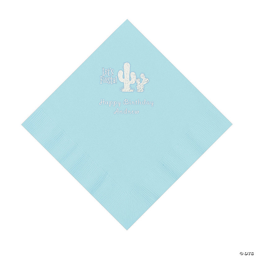 Light Blue Fiesta Personalized Napkins with Silver Foil - 50 Pc. Luncheon Image