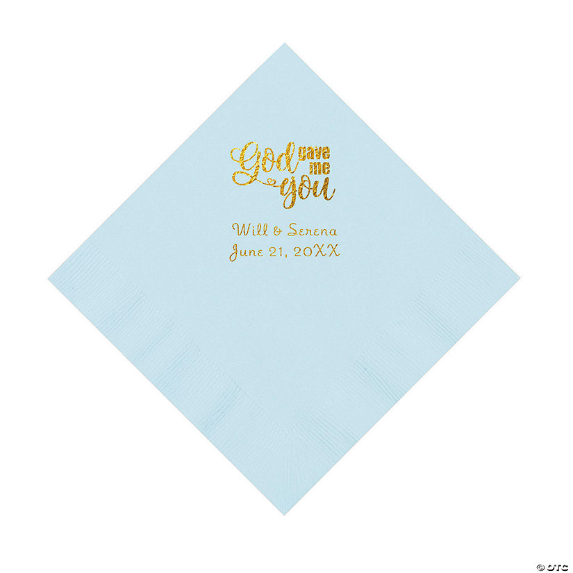 Light Blue God Gave Me You Personalized Napkins with Gold Foil - Luncheon Image Thumbnail