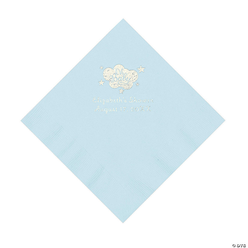 Light Blue Oh Baby Personalized Napkins with Silver Foil &#8211; 50 Pc. Luncheon Image Thumbnail