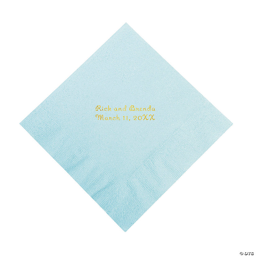 Light Blue Personalized Napkins with Gold Foil - Luncheon Image Thumbnail