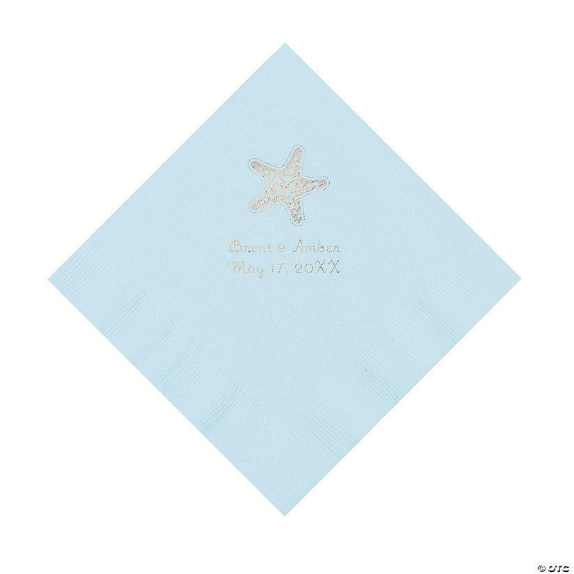 Light Blue Starfish Personalized Luncheon Napkins - 50 Pc. Image