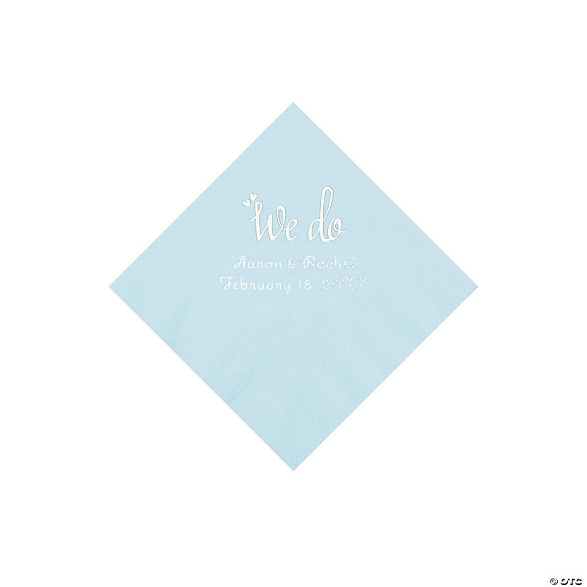 Light Blue We Do Personalized Napkins with Silver Foil - Beverage Image Thumbnail