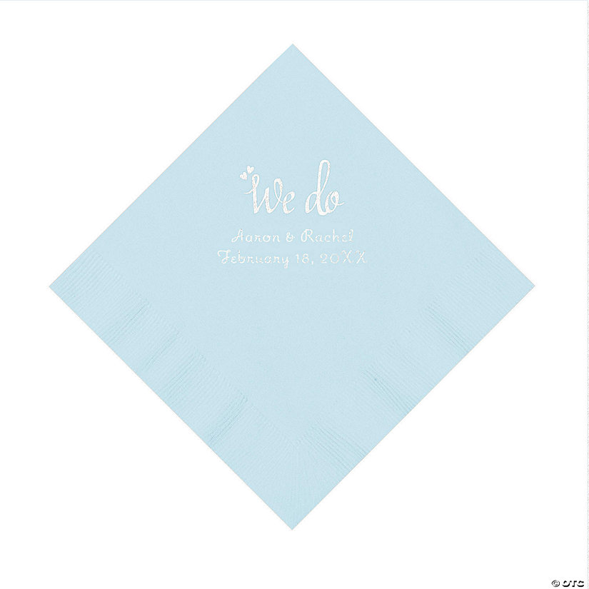 Light Blue We Do Personalized Napkins with Silver Foil - Luncheon Image Thumbnail
