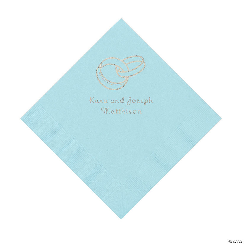 Light Blue Wedding Ring Personalized Napkins - 50 Pc. Luncheon Image