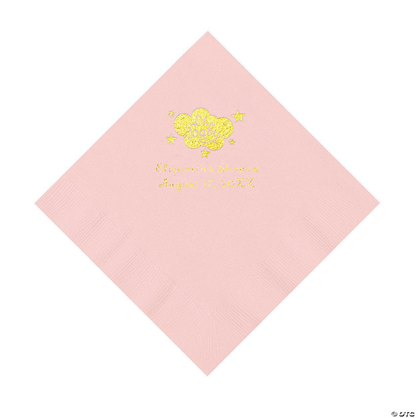 Light Pink Oh Baby Personalized Napkins with Gold Foil - 50 Pc. Luncheon Image