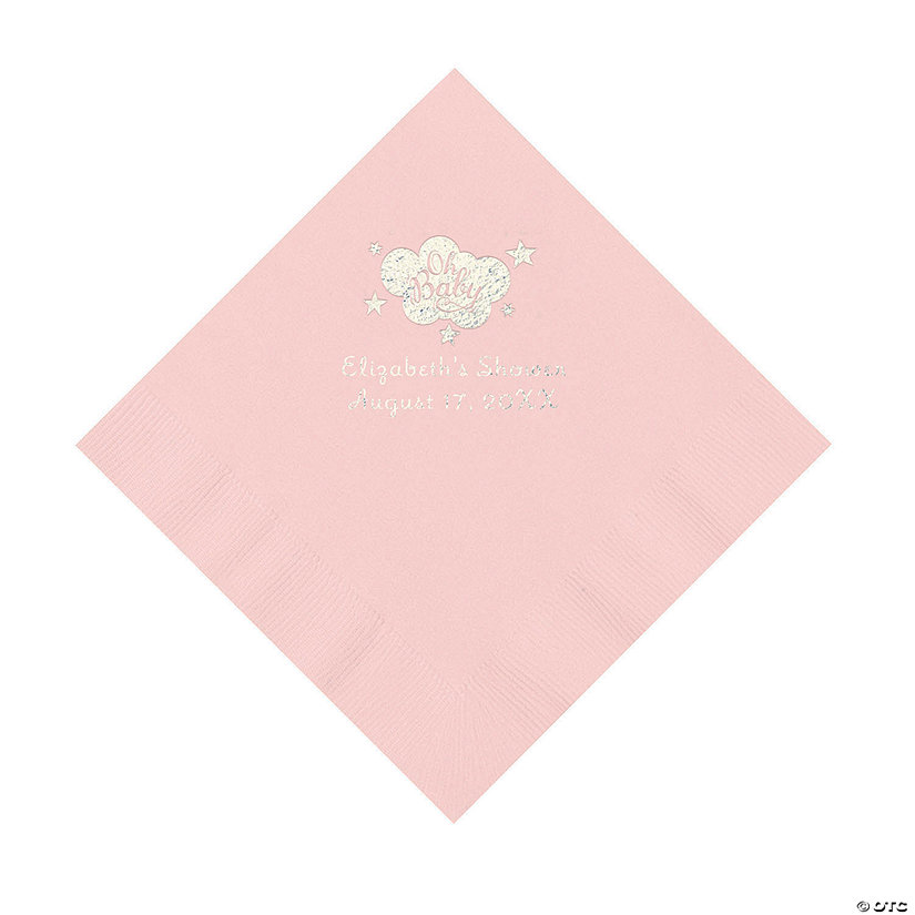 Light Pink Oh Baby Personalized Napkins with Silver Foil &#8211; 50 Pc. Luncheon Image Thumbnail