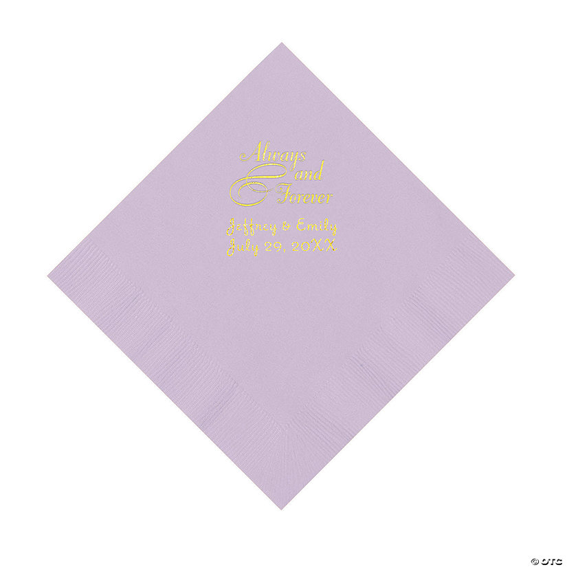 Lilac Always & Forever Personalized Napkins with Gold Foil - Luncheon Image Thumbnail