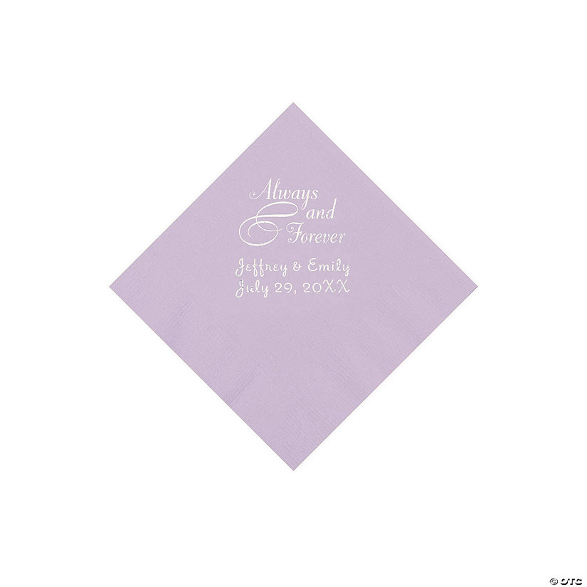 Lilac Always & Forever Personalized Napkins with Silver Foil - Beverage Image Thumbnail