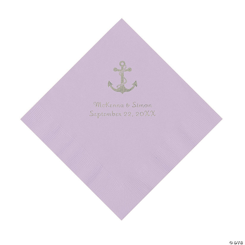 Lilac Anchor Personalized Napkins with Silver Foil - Luncheon Image Thumbnail