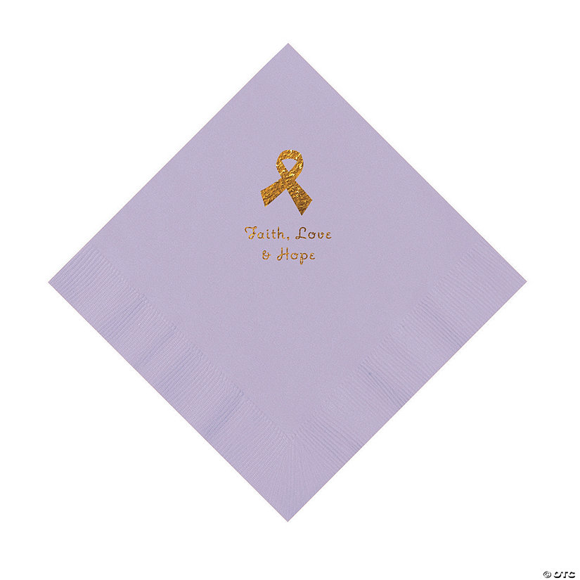 Lilac Awareness Ribbon Personalized Napkins with Gold Foil - 50 Pc. Luncheon Image Thumbnail
