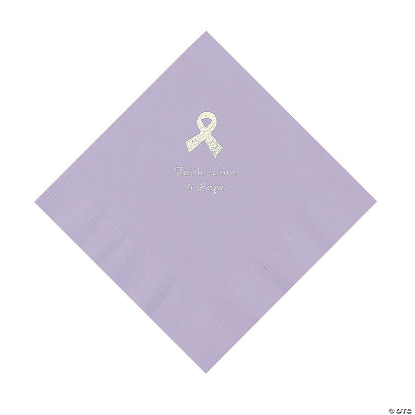Lilac Awareness Ribbon Personalized Napkins with Silver Foil - 50 Pc. Luncheon Image Thumbnail