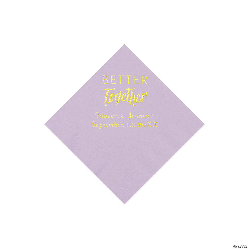 Lilac Better Together Personalized Napkins with Gold Foil - Beverage Image Thumbnail