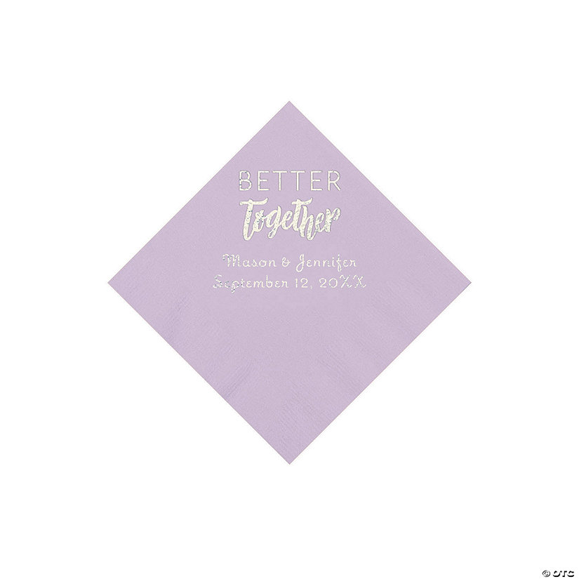 Lilac Better Together Personalized Napkins with Silver Foil - Beverage Image Thumbnail