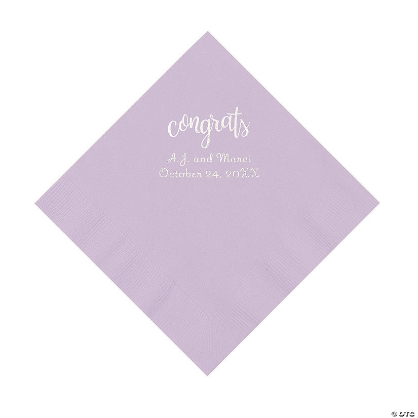 Lilac Congrats Personalized Napkins with Silver Foil - Luncheon Image Thumbnail