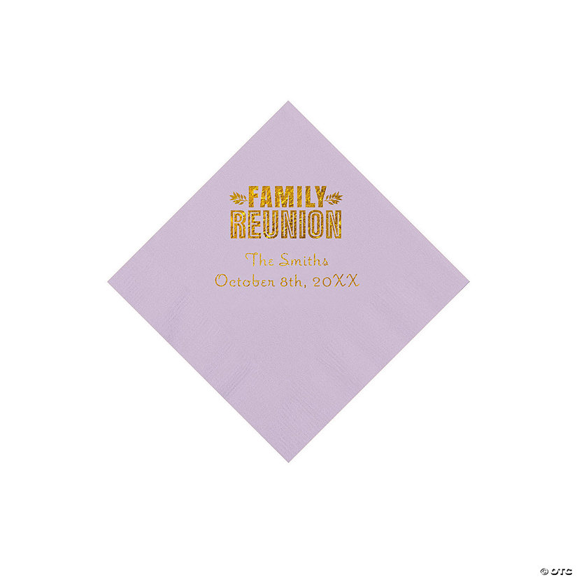 Lilac Family Reunion Personalized Napkins with Gold Foil - 50 Pc. Beverage Image Thumbnail