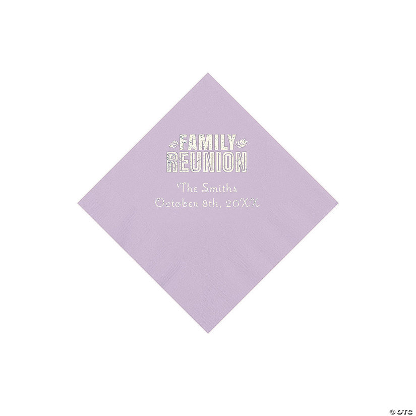 Lilac Family Reunion Personalized Napkins with Silver Foil - 50 Pc. Beverage Image Thumbnail