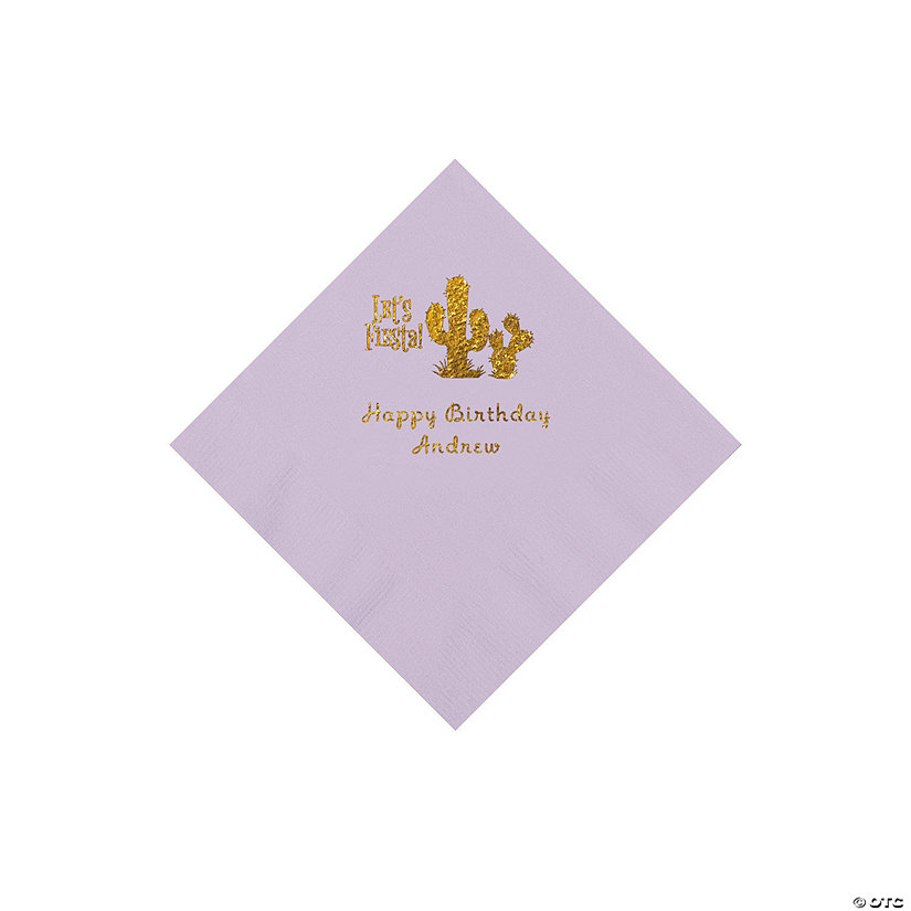 Lilac Fiesta Personalized Napkins with Gold Foil - Beverage Image Thumbnail