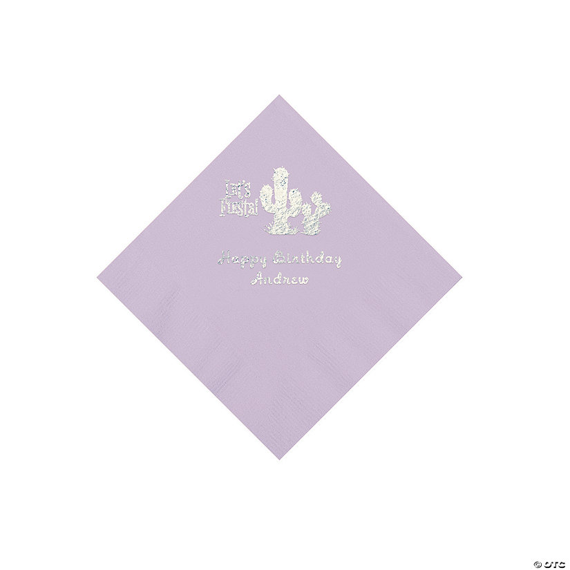 Lilac Fiesta Personalized Napkins with Silver Foil - Beverage Image Thumbnail