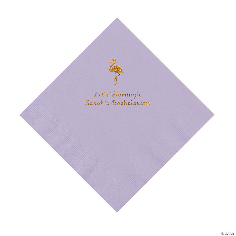 Lilac Flamingo Personalized Napkins with Gold Foil - 50 Pc. Luncheon Image Thumbnail
