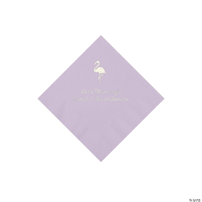 Lilac Flamingo Personalized Napkins with Silver Foil - 50 Pc. Beverage Image Thumbnail