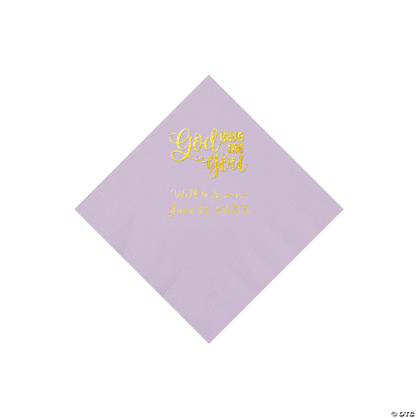 Lilac God Gave Me You Personalized Napkins with Gold Foil - Beverage Image Thumbnail