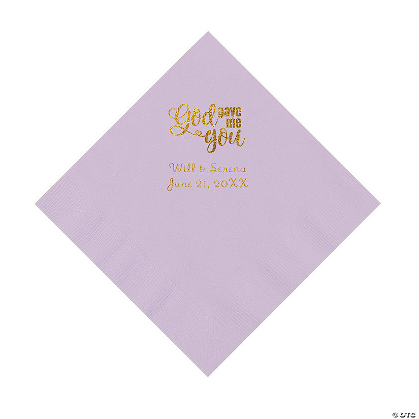 Lilac God Gave Me You Personalized Napkins with Gold Foil - Luncheon Image Thumbnail