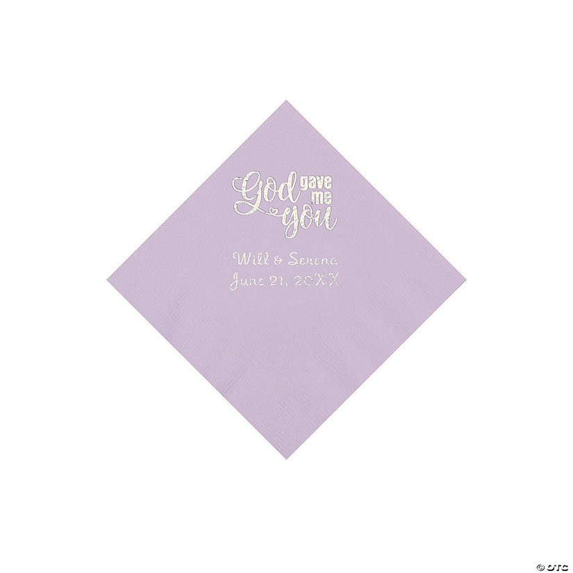 Lilac God Gave Me You Personalized Napkins with Silver Foil - Beverage Image Thumbnail
