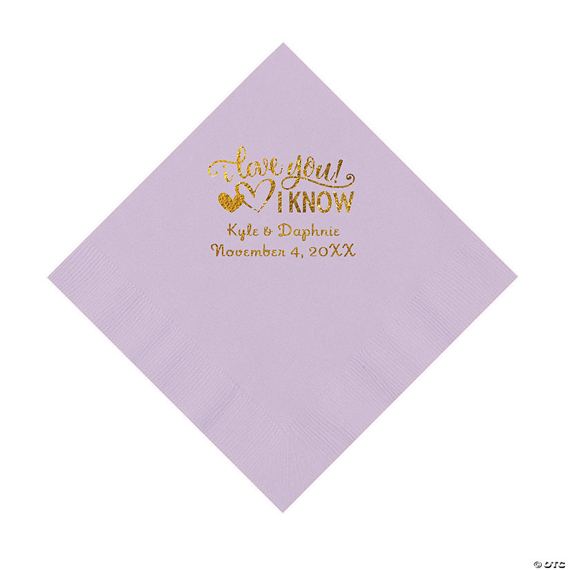 Lilac I Love You, I Know Personalized Napkins with Gold Foil - Luncheon Image Thumbnail