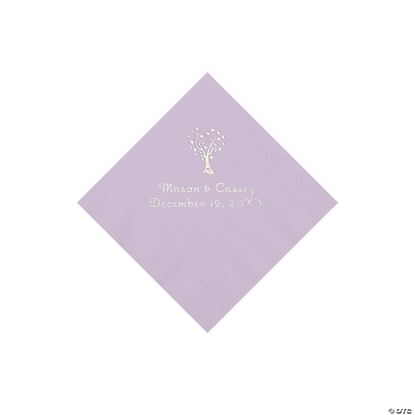 Lilac Love Tree Personalized Napkins - 50 Pc. Beverage Image Thumbnail
