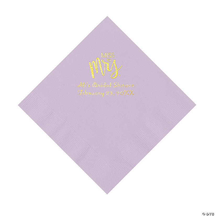 Lilac Miss to Mrs. Personalized Napkins with Gold Foil - Luncheon Image Thumbnail