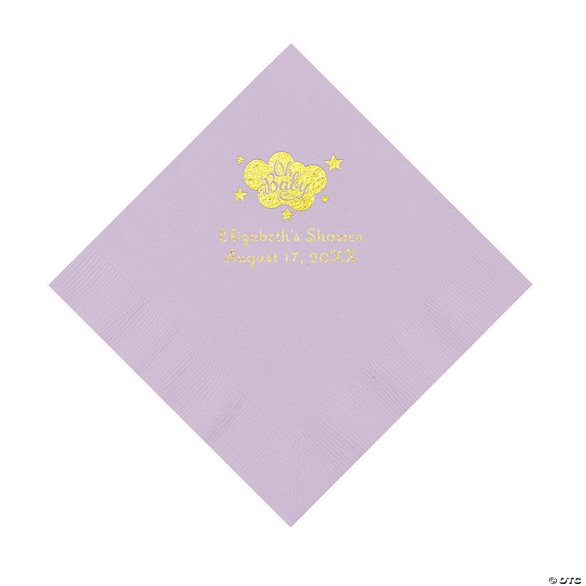 Lilac Oh Baby Personalized Napkins with Gold Foil - 50 Pc. Luncheon Image Thumbnail