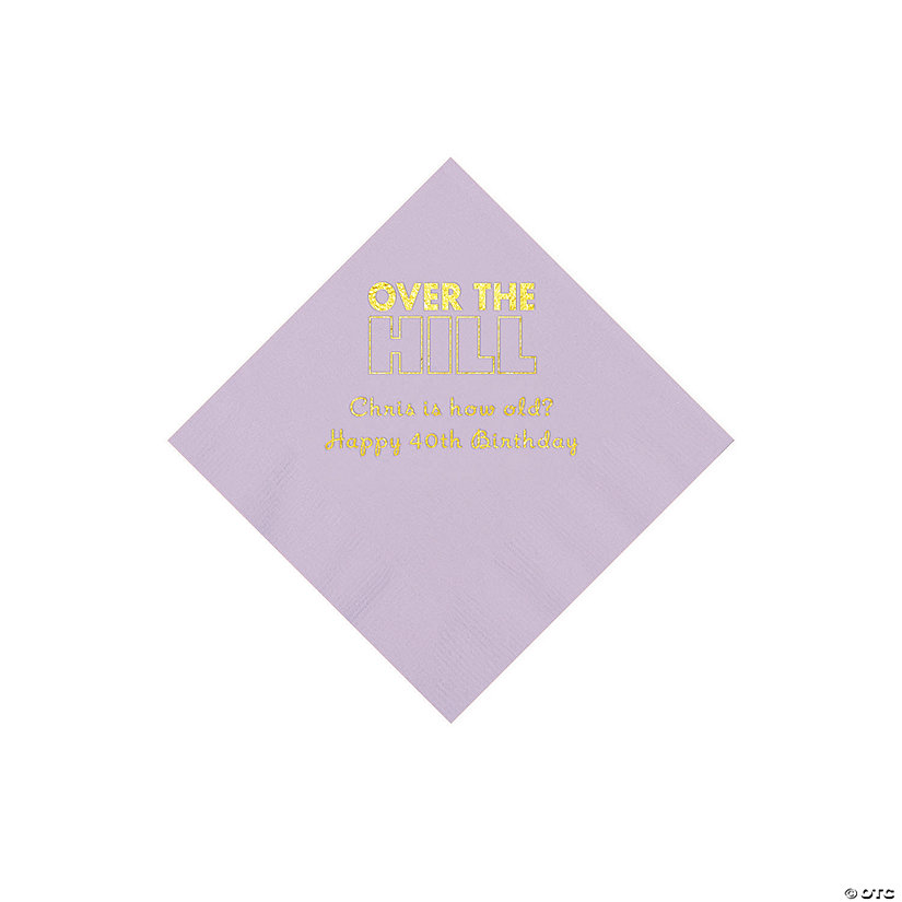 Lilac Over the Hill Personalized Napkins with Gold Foil - 50 Pc. Beverage Image Thumbnail