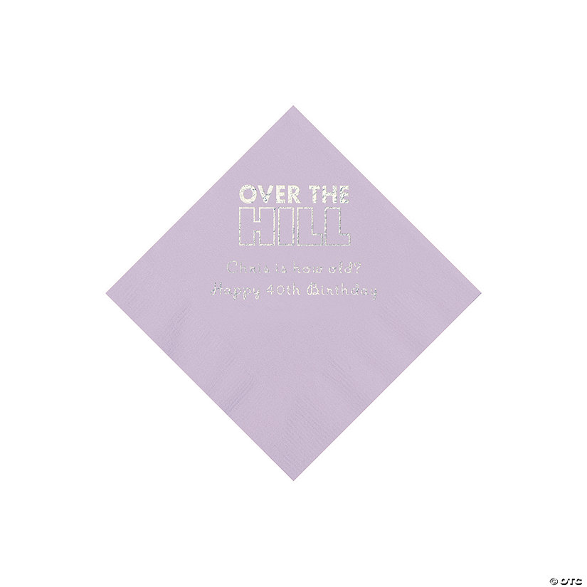 Lilac Over the Hill Personalized Napkins with Silver Foil - 50 Pc. Beverage Image