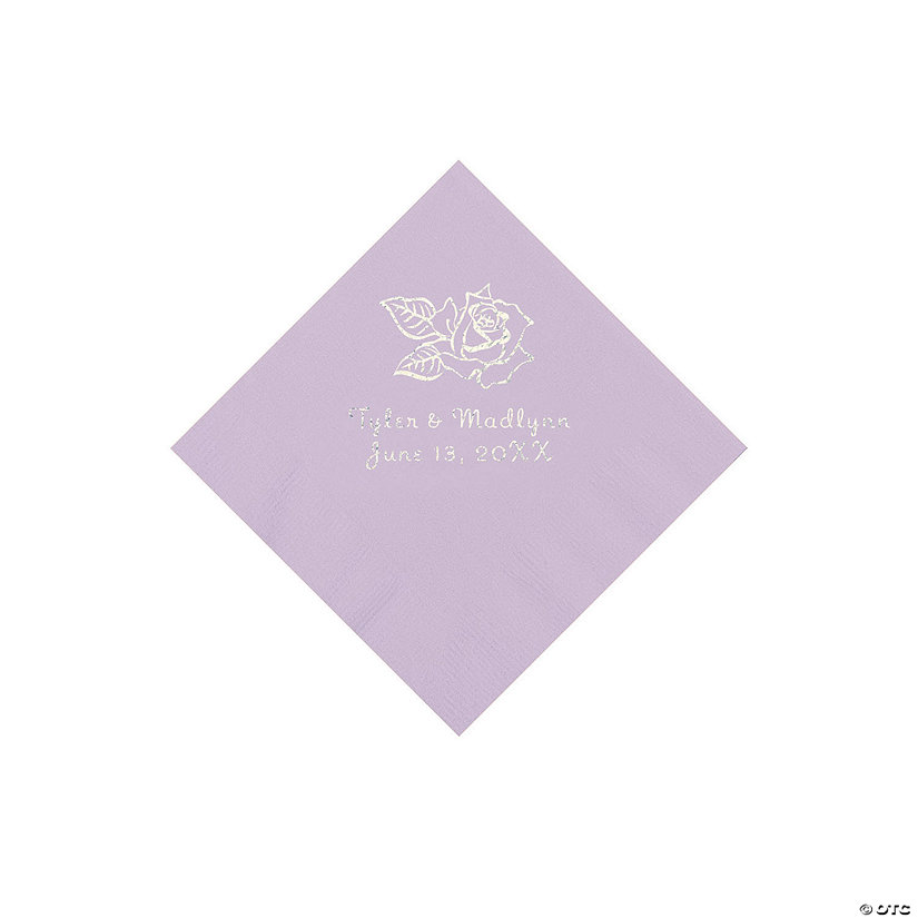 Lilac Rose Personalized Napkins - 50 Pc. Beverage Image Thumbnail