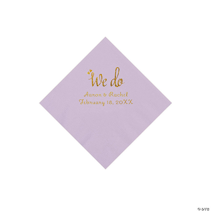 Lilac We Do Personalized Napkins with Gold Foil - Beverage Image Thumbnail