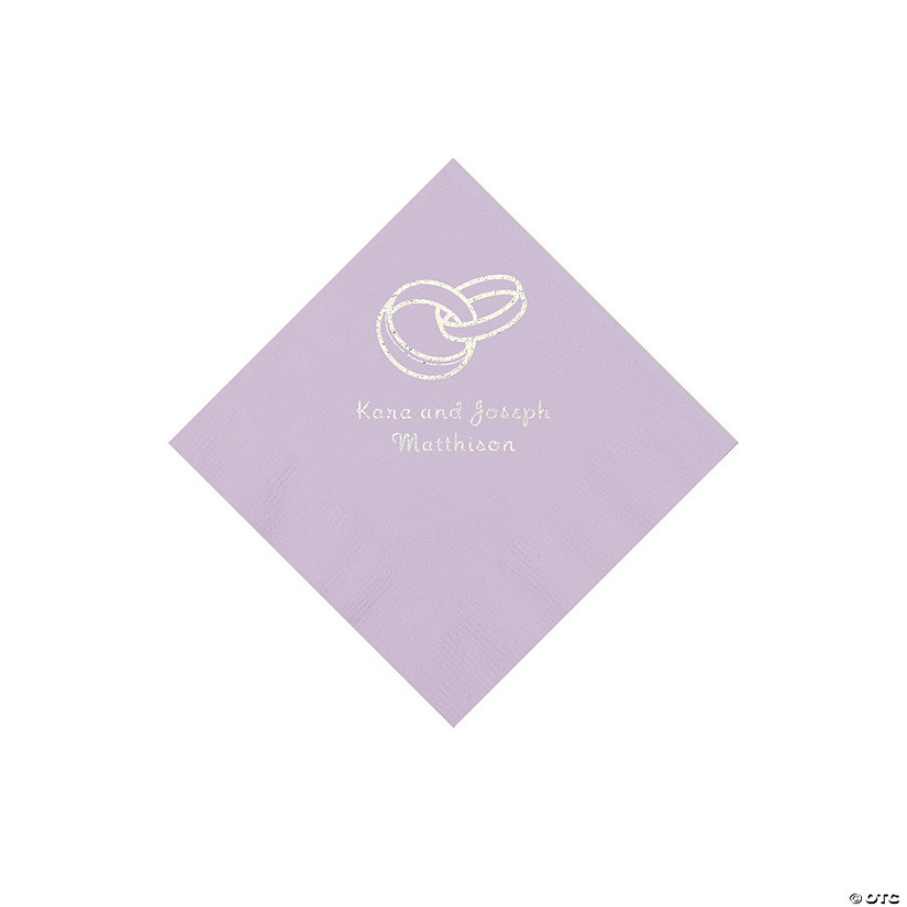 Lilac Wedding Ring Personalized Napkins - 50 Pc. Beverage Image Thumbnail