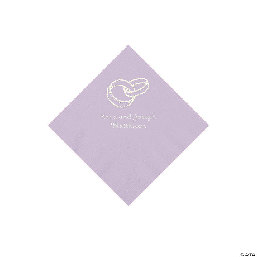 Lilac Wedding Ring Personalized Napkins - 50 Pc. Beverage Image