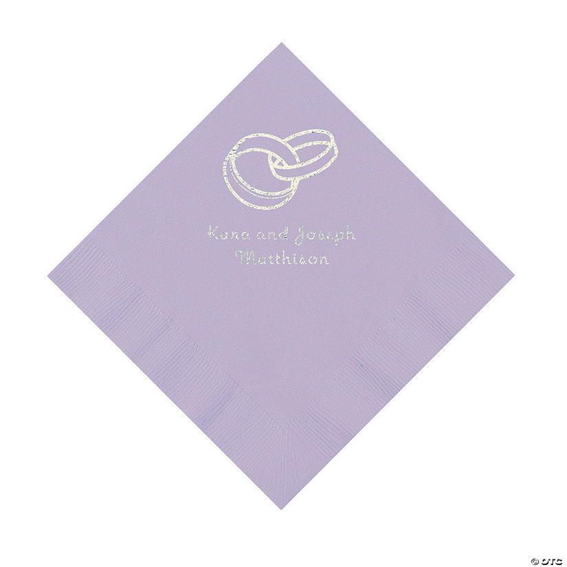Lilac Wedding Ring Personalized Napkins - 50 Pc. Luncheon Image Thumbnail