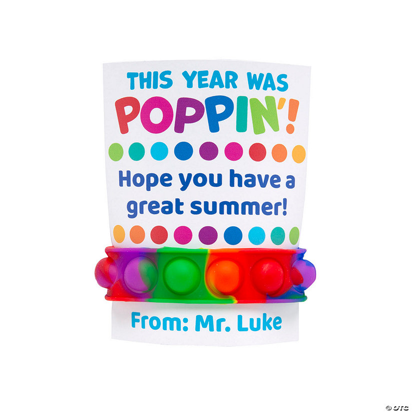 Lotsa Pops Pop Fidget Toy Bracelet End of Year Handouts with Personalized Card for 24 Image Thumbnail