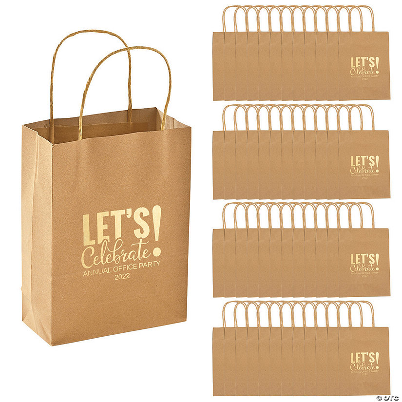 Medium Personalized Kraft Paper Party Print Gift Bags | Oriental Trading