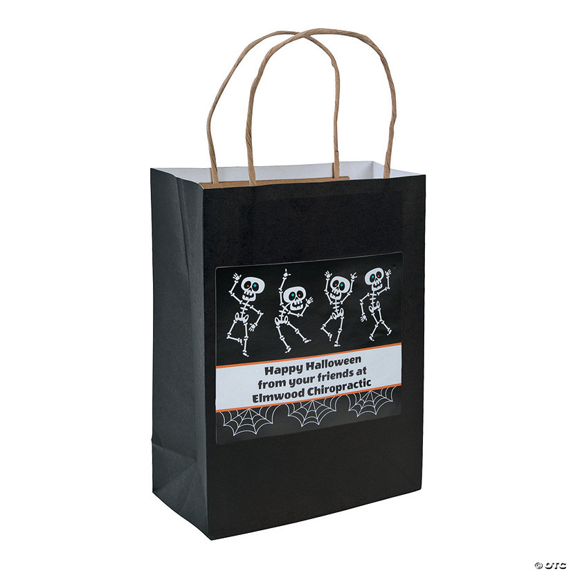 Medium Personalized Skeleton Halloween Kraft Paper Gift Bags 12 Pc