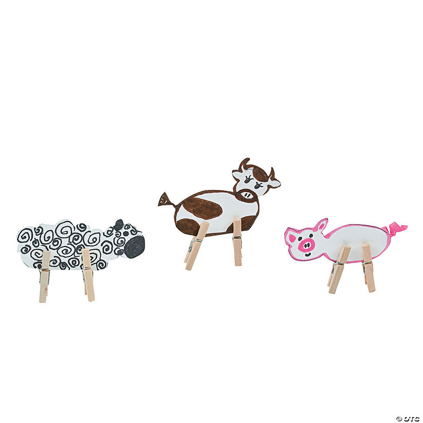 Mini Clothespin Farm Animals Idea | Oriental Trading