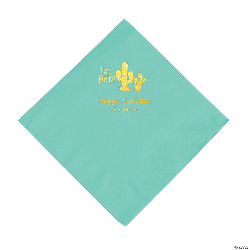 Mint Green Fiesta Personalized Napkins with Gold Foil - Luncheon Image Thumbnail