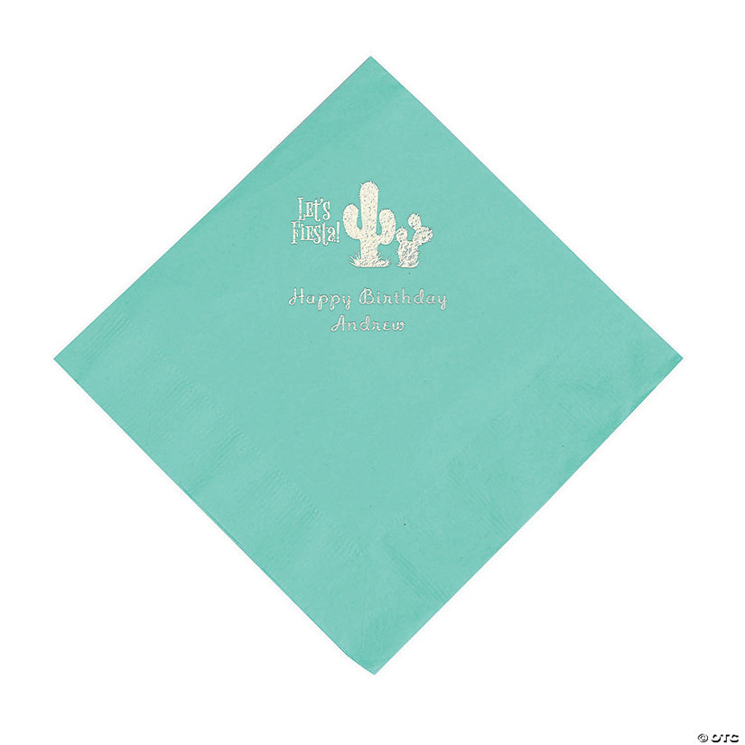 Mint Green Fiesta Personalized Napkins with Silver Foil - Luncheon Image Thumbnail